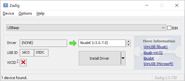 USBasp Driver Install