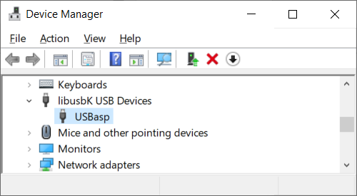 USBasp Driver Device Manager